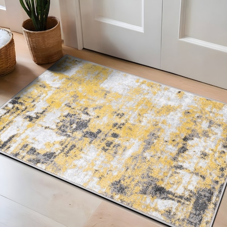 World Rug Gallery Modern Abstract Reflections Area Rug 2'x3' Yellow 935YELLOW2X3